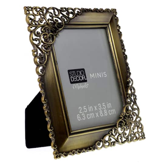 LXZ Vintage Retro Brass Plated Metal Picture Frame Decorated with Crystals Tabletop Display Vertically or Horizontally Clear Glass Front Cover Size 4 x 6 Inches 